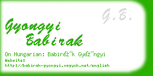 gyongyi babirak business card